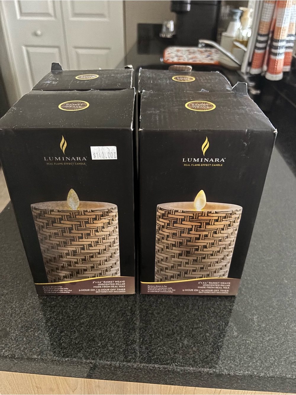 Luminara Basket-Weave LED Pillar Candle Set
